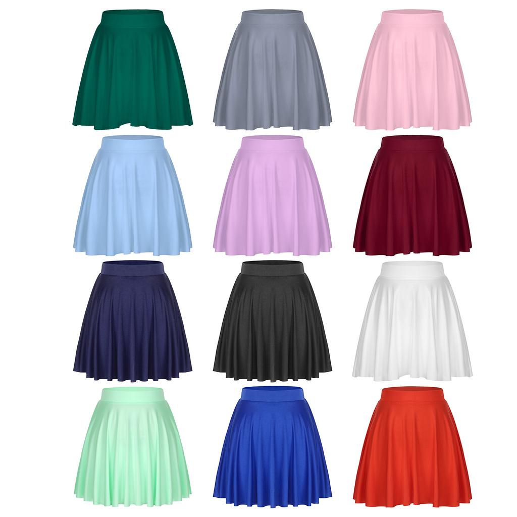 Falda de Color Sólido con Volantes para Mujer: Falda Acampanada Casual con Cintura Elástica para Ropa de Estar en Casa Ropa Deportiva