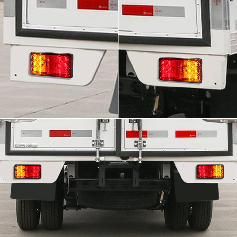 12 LED Tail Brake Light Square Signal Lamp Stop Warning Reverse Light For Car Truck Trailer Tractor Bus ATV RV Lorry Van 12V 24V