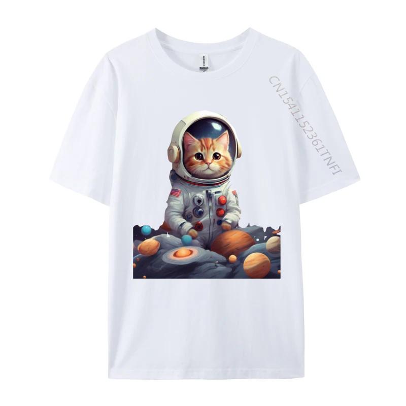 Space Cat TShirt Discount VALENTINE DAY Premium Cotton Tops Tees Tops Shirts Cat In Space Funny Shirts