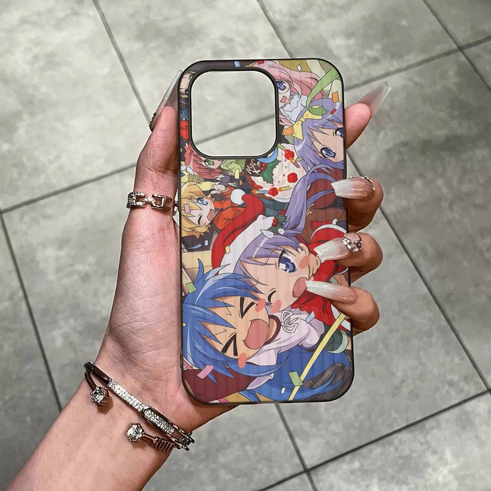 Anime Girl Lucky Star Phone Case For IPhone 16 15 17 Pro 11 12 13 14 Pro Max Plus Soft Ripple Silicone Cover Shell