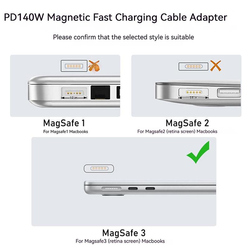 Type-C Female To for Magsafe 3 Magnetic Charging Adapter 140W PD Converter for Macbook Pro