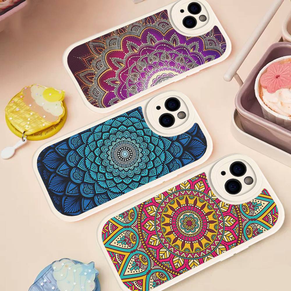 Indian Pattern Mandala Leather Phone Case For IPhone 15 14 13 Pro Max 12 11 16 Plus Phone Cover