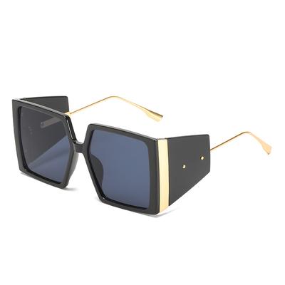 Square Sunglasses, Trendy Large-Frame Glasses Of The Same Style, Personalized Rice Nails, Metal Sunglasses For Women