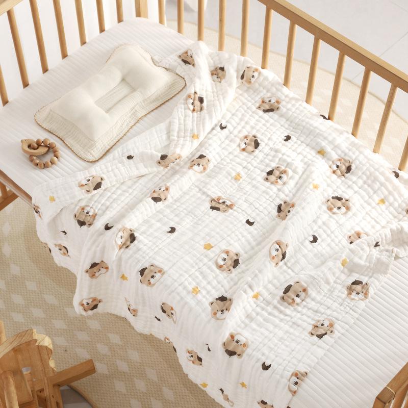 110x110cm High Density Pure Cotton Six-Layer Gauze Baby Bath Towel and Toddler Blanket