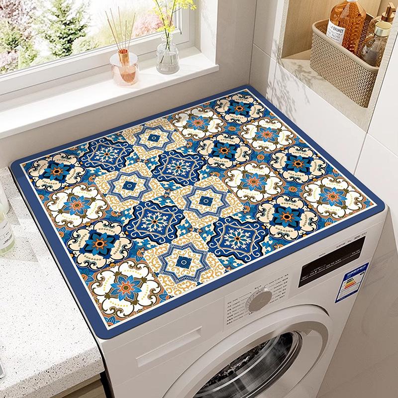 Retro Washing Machine Covers Kitchen Absorbent Coffee Machine Refrigerator Cover Pad Drain Pad Microwave Oven Insulation Pad