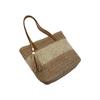 Sac Cabas en Paille pour Femme Grande Capacité Sac à Main en Rotin Tressé Sac de Plage d'Été Sac Bandoulière Couleur Contrastante Décor Pompon