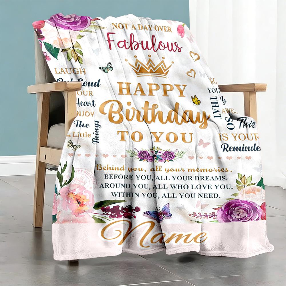 Birthday Customize Your Name Blanket Throw Customizable Blanket Durable Comfort Throw For Livingroom Seaside Bedding Living Room for All Occasions