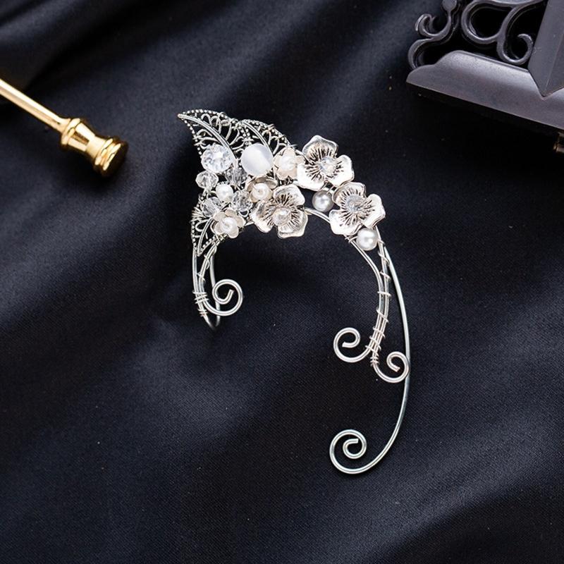 Gothic Elf Earcuffs Non Piercing Cartilage Climber Ear Wrapped Vintage Silver Stud Earrings Punk Hip Hop Earrings Gift