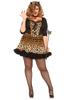 LEG AVENUE Wildcat Dress with Heart and Cat Ear Leopard Sizes 1X and 2X Tail, Choker, Headset, Print, Women's,