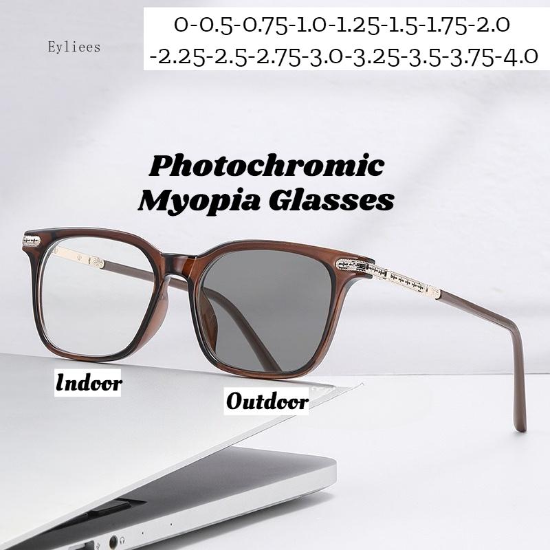 Ladies Large Frame Photochromic Myopia Glasses Retro Women Square Frames Nearsighted With Diopters 0 -0.5 -2.75 -3.75 -4.0