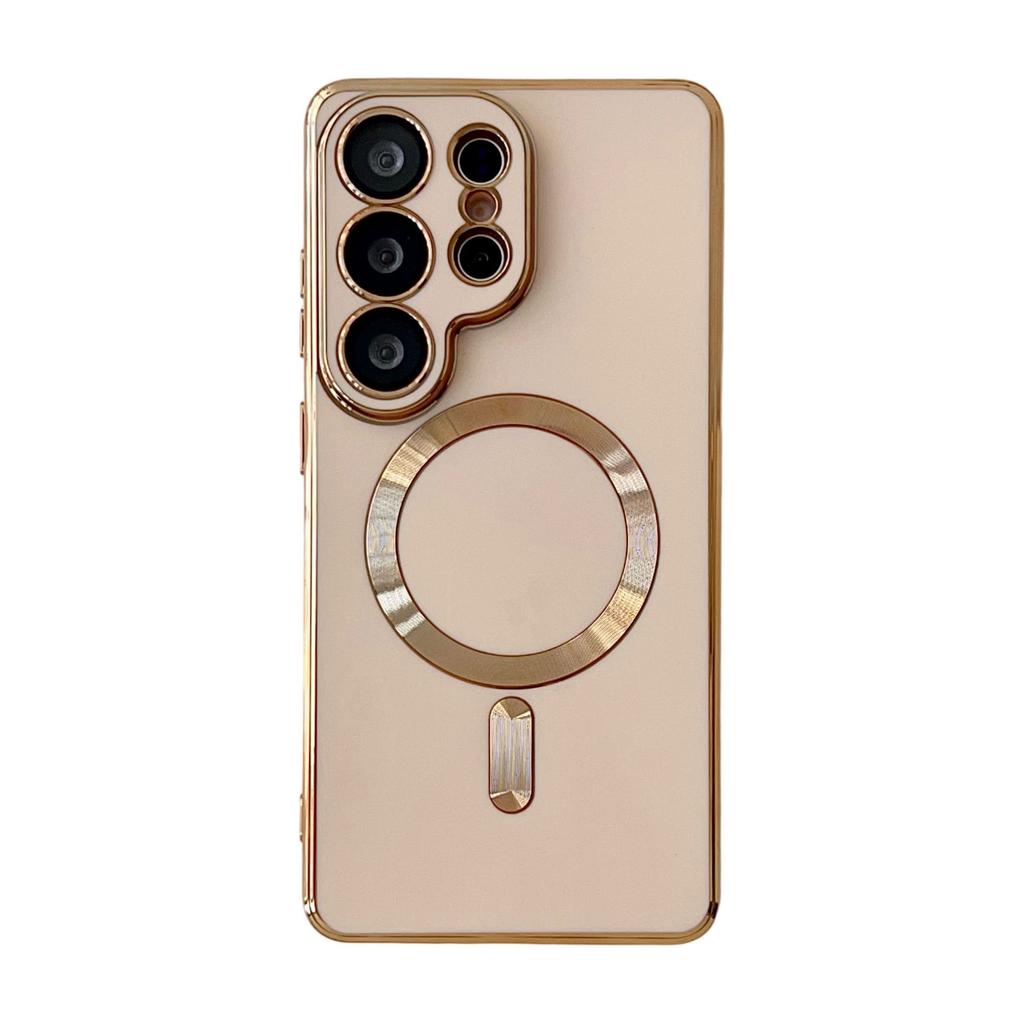 Applicable to Samsung S26Ultra mobile phone case solid color electroplating magnetic suction S25plus anti-drop S24 advanced sense protective case