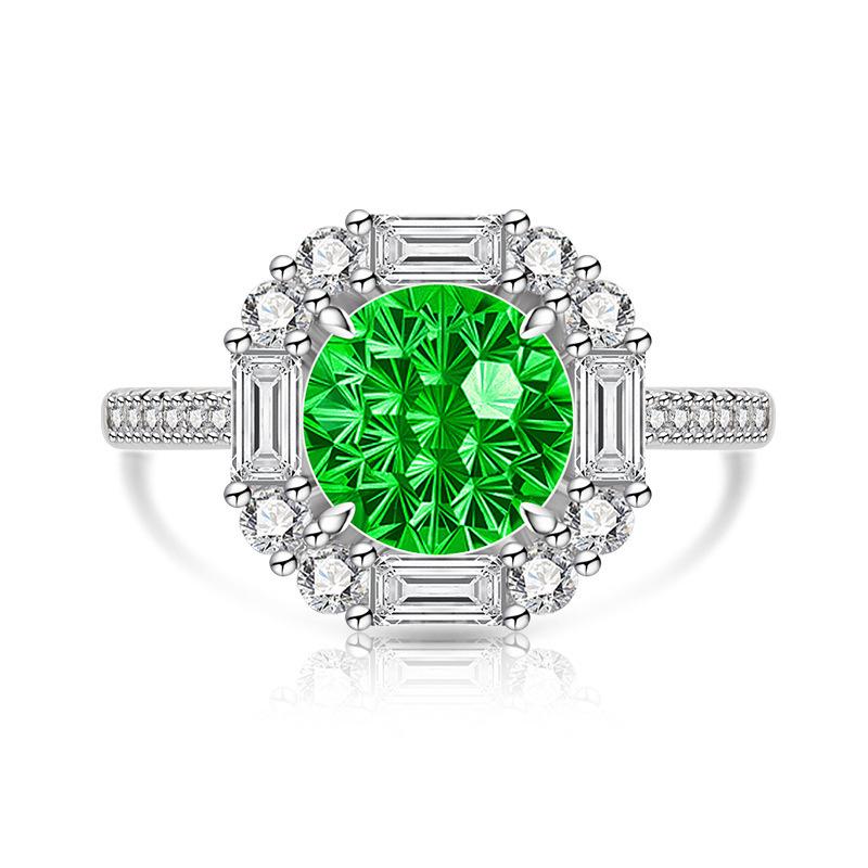 Copper Light Luxury Elegant Dahlia Cut High Carbon Diamond Sugar Cube Ring Women'S Jewelry