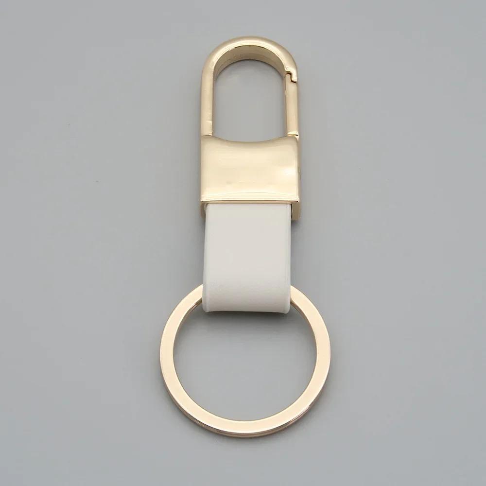 Custom Logo Name Simplicity Matte Finish Metal Leather Keychain with Laser Engraved Keyring Key Ring Chains Creative for Gif