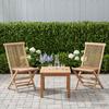 Folding Garden Chair 2 Pcs Natural Solid Wood Teak