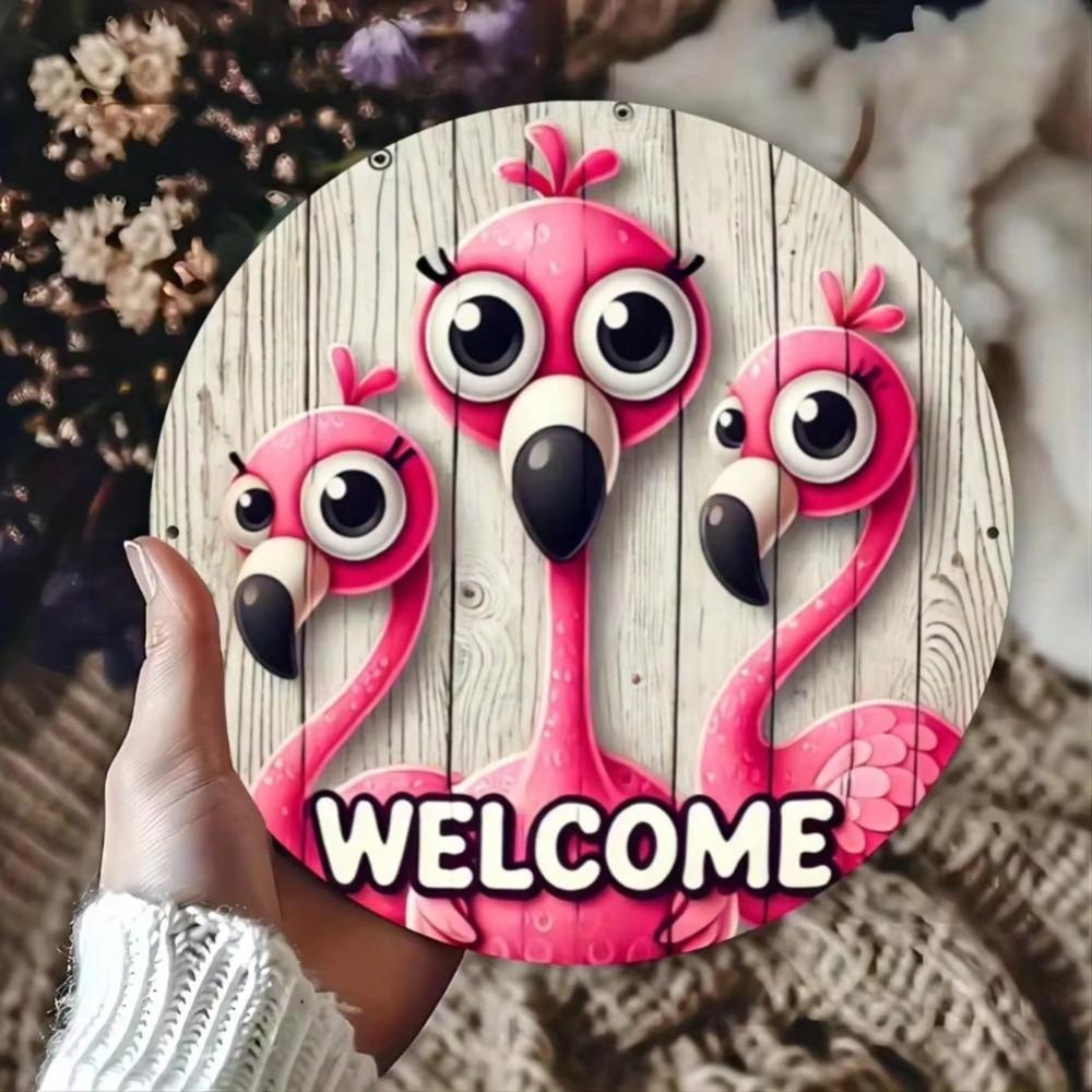 Wall Art Metal Flamingo Sign Home Outdoor Decor Modern Aluminum 2D