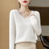 Women's 100% Pure Wool Loose Knitted Pullover Sweater for Autumn/Winter