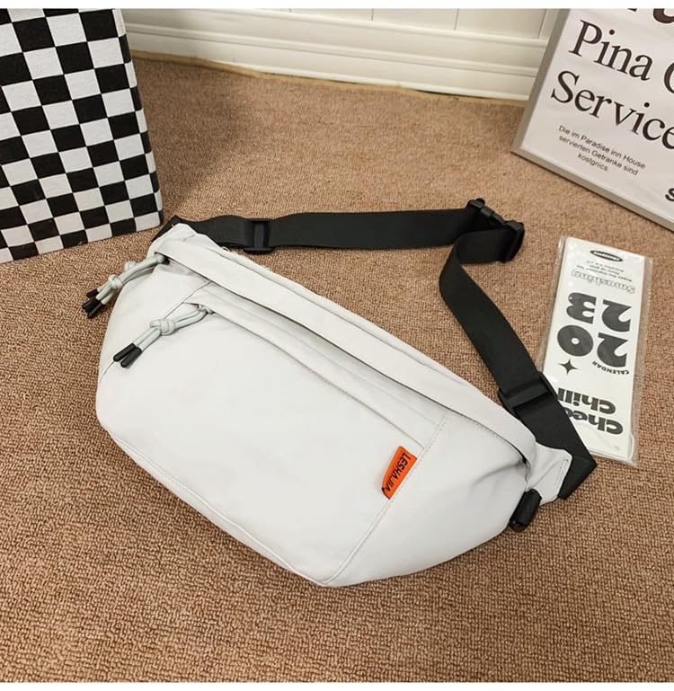 Petit-Germe Körpertasche, Ein-Schulter-Tasche, Crossbody-Tasche, Großes Fassungsvermögen, Wasserdicht, Outdoor, Weiß