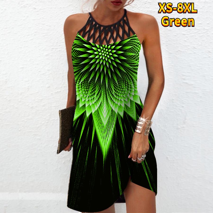 Moda de vară Rochie sexy fără mâneci Moale Casual Rochie cu pene strălucitoare 3D cu imprimeu Rochie fără mâneci Rochie cu bretele de vară