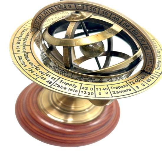 Zodiac Desk Decor Gift, Antique Finish Brass Astrological Armillary Sphere