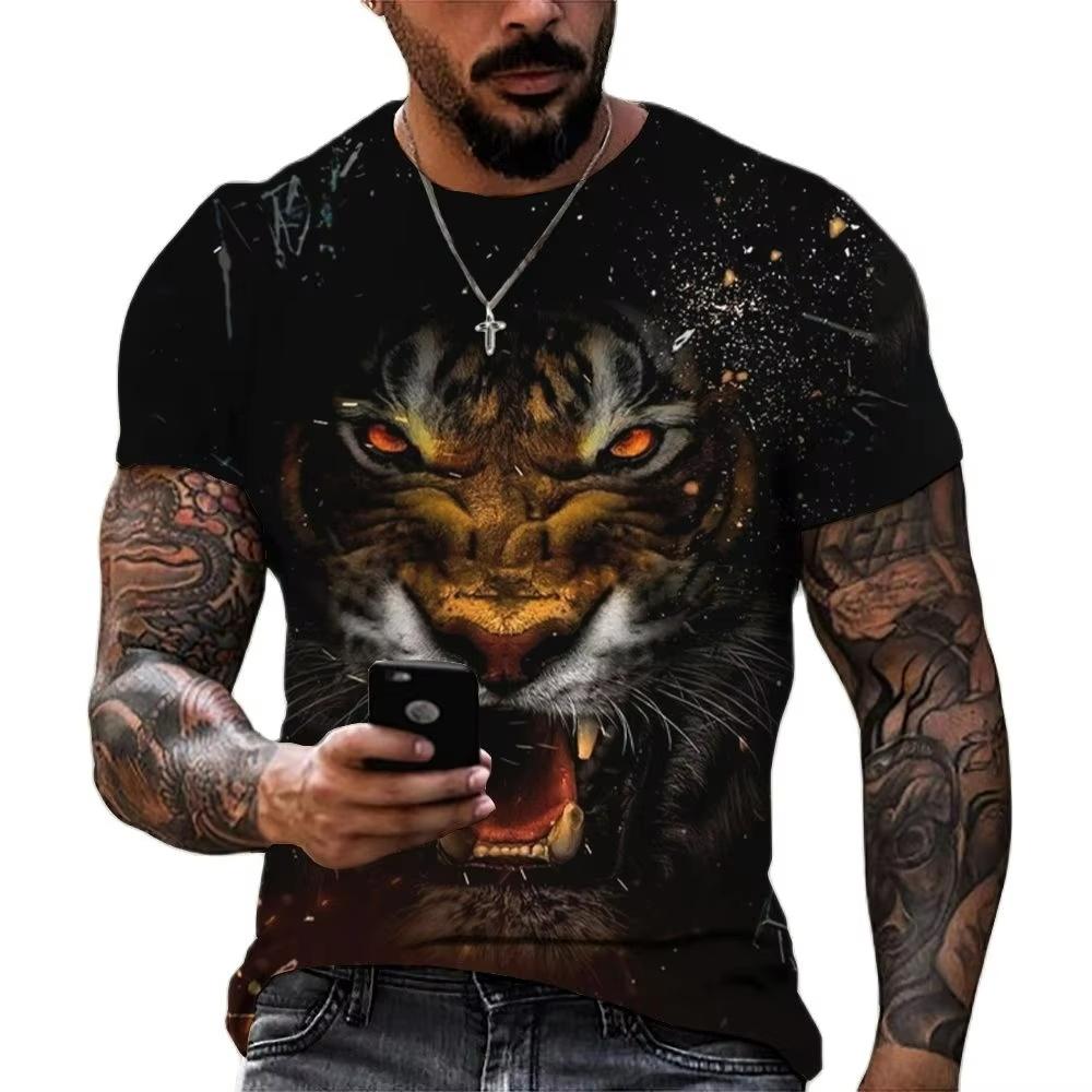 Size Of Lion men's 3d Animal Print Lion  Leopard Summer 3d Printing High Quality Dry