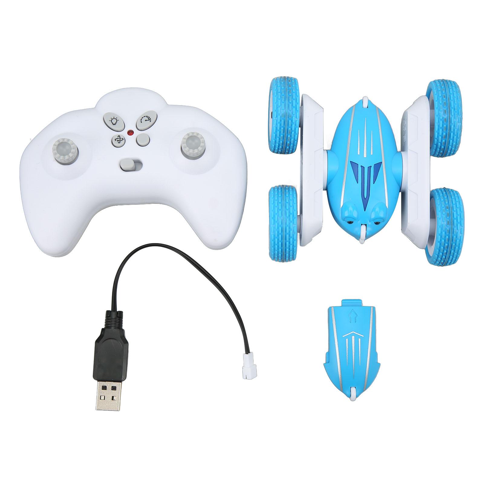 2.4GHz Stunt RC Car 360 degrees  Rotation Anti Collision Remote Control Electric Mini Double Sided Stunt Car Blue