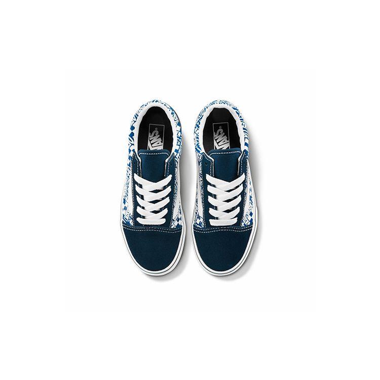Vans Old Skool Canvas Low Top Kids Skate Shoes Kids Sneakers Blue White VN0A4BUU3U1