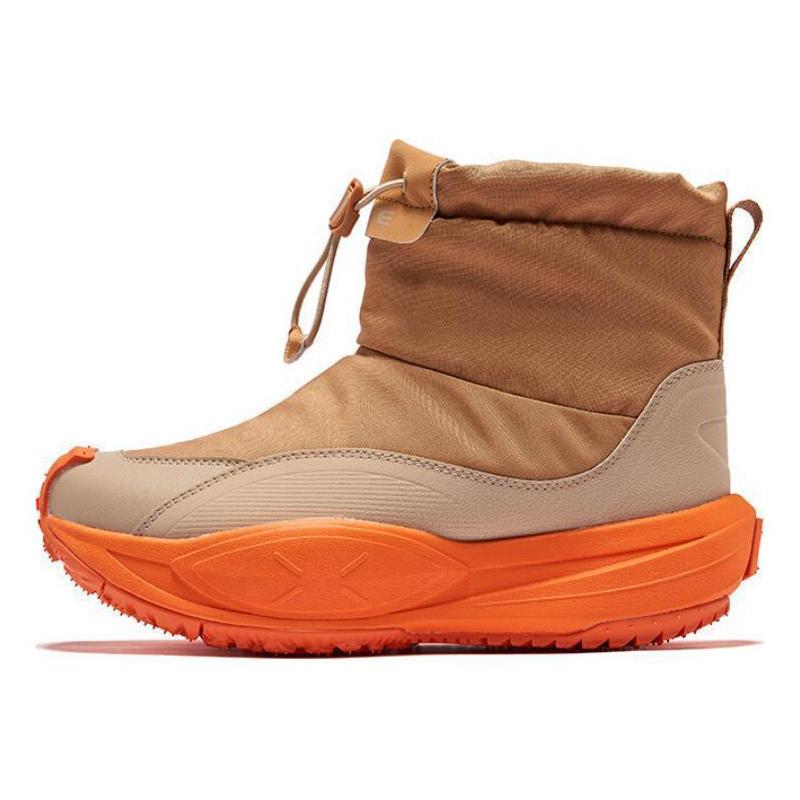 Hongxing Erke Wen Nuan 2.0 Cotton Lined Windproof Water Resistant Short Snow Boots Women Boots Caramel Brown Milk-Tea 52124421227-802