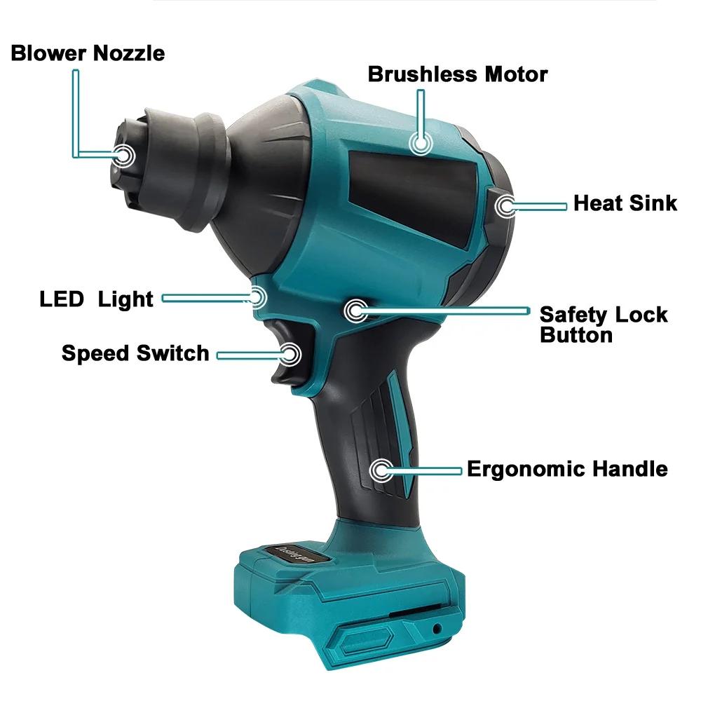 High Speed Electric Inflatable Blower Brushless Cordless Dust Blower Home Power Tool For 18V Battery