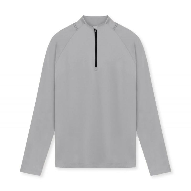 Men's Solid Color Velvet High Collar Half-Zip Training T-Shirt