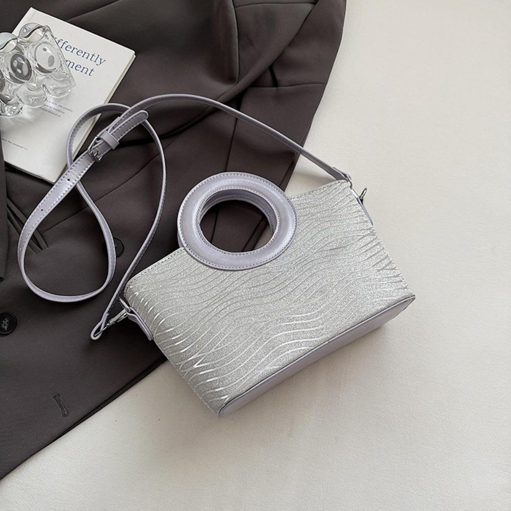 Shoulder Bag Small Basket Bag PU Shining Banquet Handbag Fashionable Sweet Star Silver Bag  Women