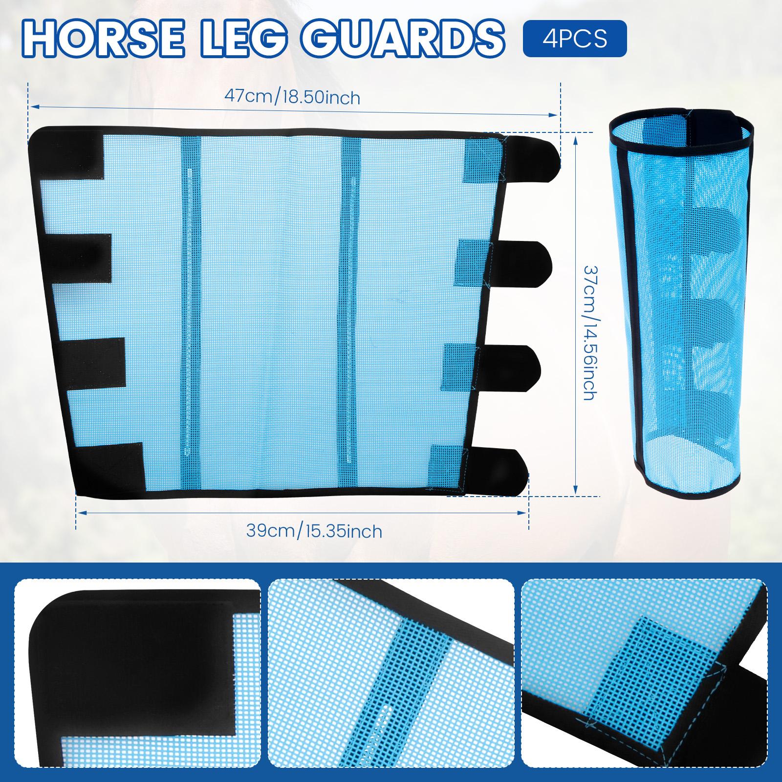 

4Pcs Horse Fly Boots Set Mesh Breathable Horse Leggings Leg Guards Reusable Comfortable Leg Fatigue Wraps for Horses Protection