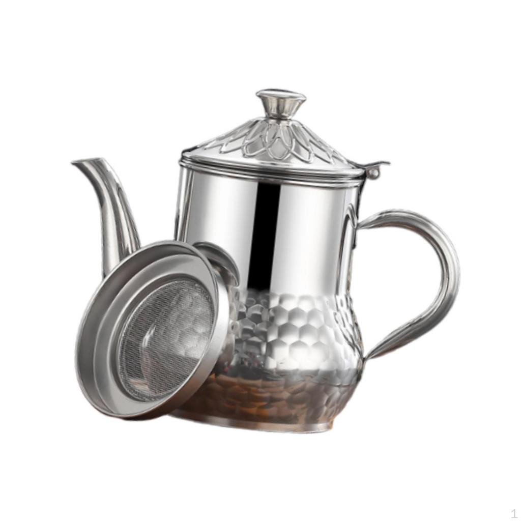 Stainless Steel Oil Strainer Storage Pot Jug Long Spout Leakproof Non Slip with Handle Mesh