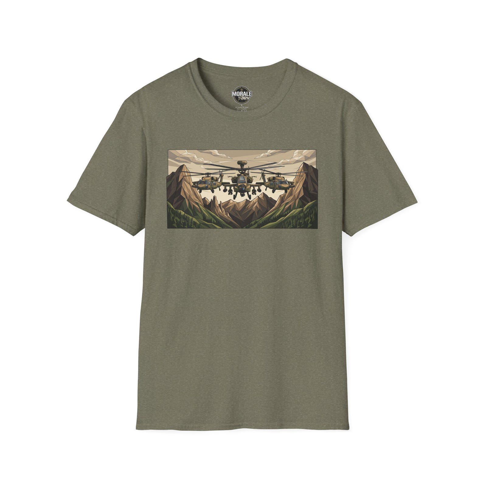 Attack Helicopter T-Shirt | Mountain Landscape Military Tee | Veteran Gift 3XL