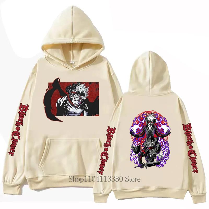 Black Clover Grafik Tierdruck Hoodie Herren Harajuku Mode Lässig Vintage Langarm Tops Herbst Winter Fleece Pullover