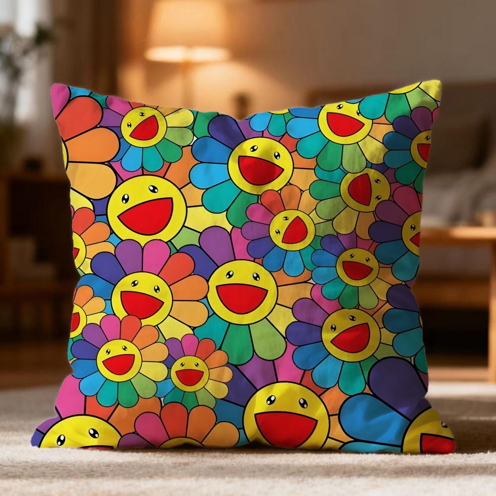 Hot T-Ttakashi Murakamiou Cushion Cover Soft Washable Pillow Case Multi-Scene For Couch Bed Travel Office Use