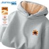 Jeanswest Unisex Cartoon Black Cat Maple Leaf Fleece Lined Hoodie