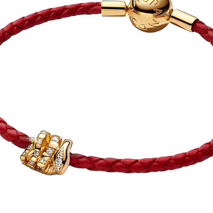 Pandora Gold Plated Copper Silver Alloy, Synthetic Cubic Zirconia Bracelets Women's Red ZT3084