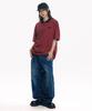 MOO Striped Collared Short Sleeve Tee - Red