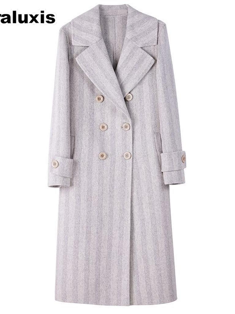 Fall/Winter New Arrivals High-End Long Maxi Coat Wide Fit Tweed Wool Blend Overcoat