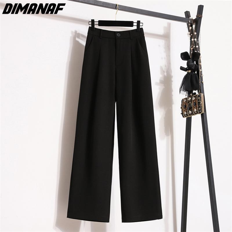 DIMANAF 2023 Plus Size letnie długie spodnie damskie spodnie luźne kobiece spodnie podstawowe proste spodnie szerokie nogawki 4XL