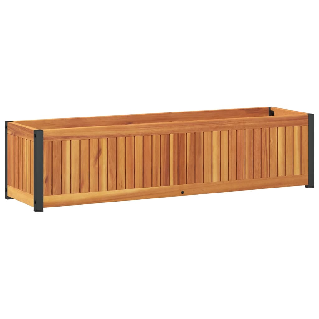 Plant Pot 110x30x27.5 cm Solid Acacia Wood and Steel