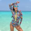 10 Colors UPF 35+ Retro Long Sleeve Swimwear Bodysuit High-end Mesh One Piece Swimsuit Women 2025 Sexy High Cut Bathing Suit