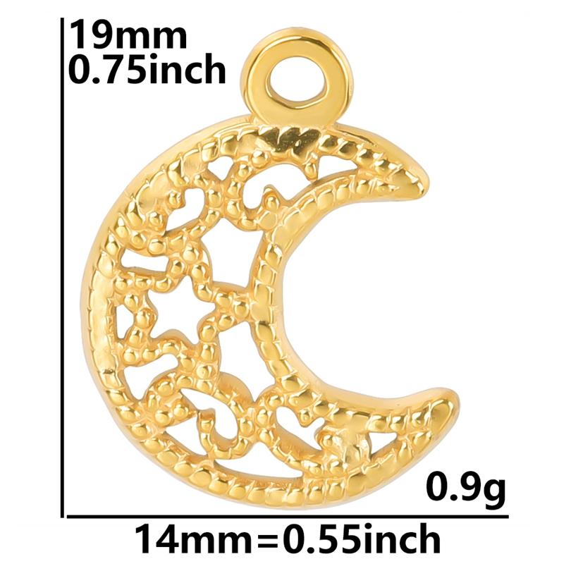 Vintage Metal Filigree Moon Pendants For Jewelry Making Supplies Connectors Accessories Stainless Steel Charm Bulk Luna Material