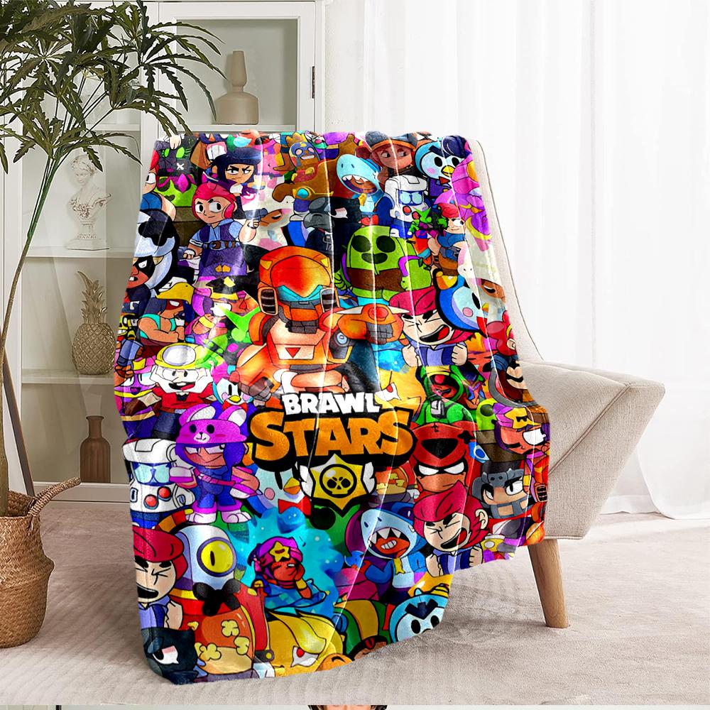 Brawl Stars Theme Printed Blanket - Perfect for Couch, Bed, Travel & Outdoor Use | Machine Washable, Cozy & Durable.
