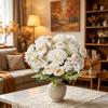 Artificial Flowers Hydrangea Scrapbook Silk Rose Vase Home Room Table Autumn  Halloween Decora Wedding Bridal Bouquet DIY Gift
