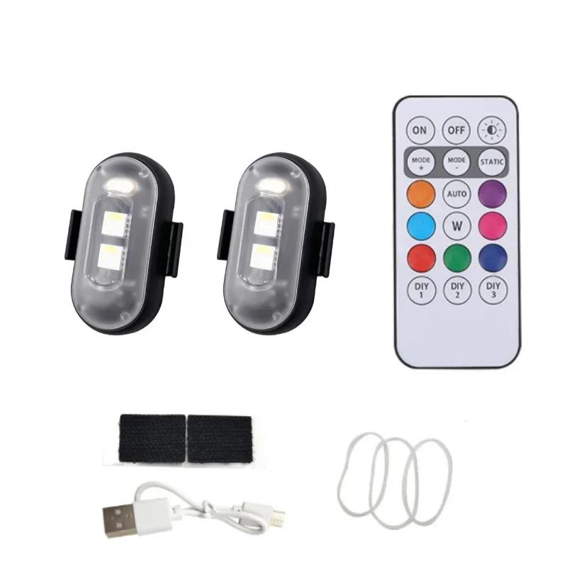 Motorrad LED RGB Warnlicht Universal Mini Signal Licht Drohne Mit Controller Strobe Licht 7 Farbe Anzeige Sicherheits Lichter