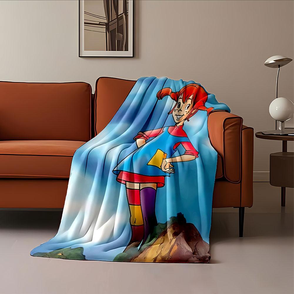 Red-Haired Cartoon Girl Blanket for All Seasons Blanket Lunch Break Throw Gift