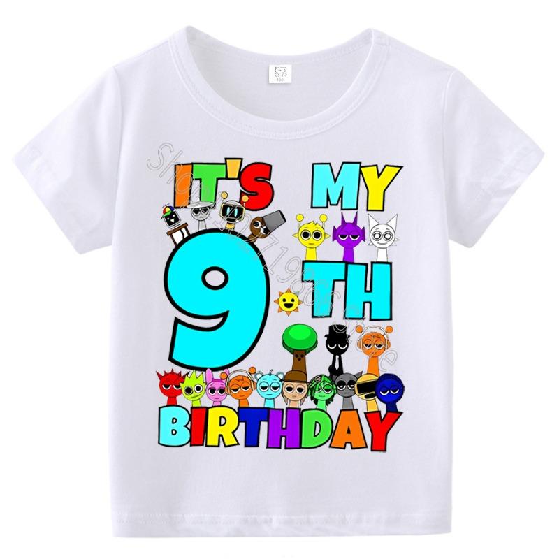 T-shirt Estive a Maniche Corte Stampa Sprunki Incredibox per Bambini Abbigliamento Bambini Ragazzi Ragazze Magliette in Cotone Top Regali per Feste di Compleanno