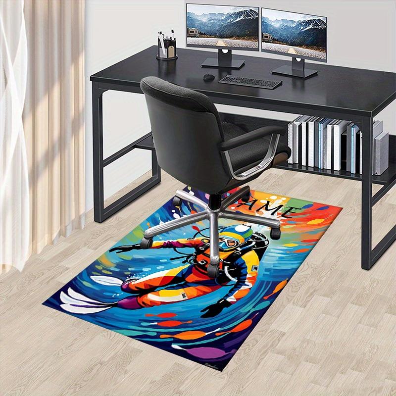 Diver, Colorful, Underwater Office Carpet Soft Polyester Entrance Carpet Washable Non slip Machine W