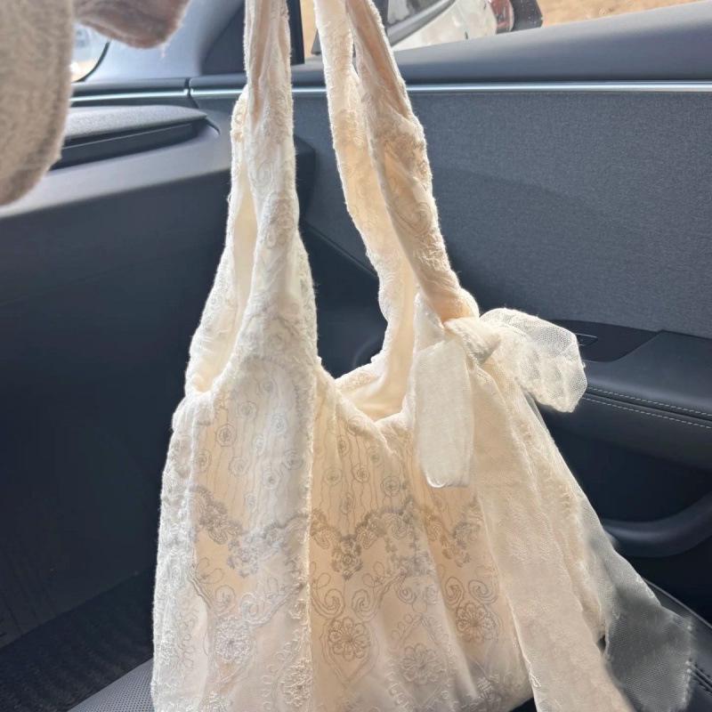 Korean-Style Floral Canvas Tote for Women – Large Capacity Shoulder Bag